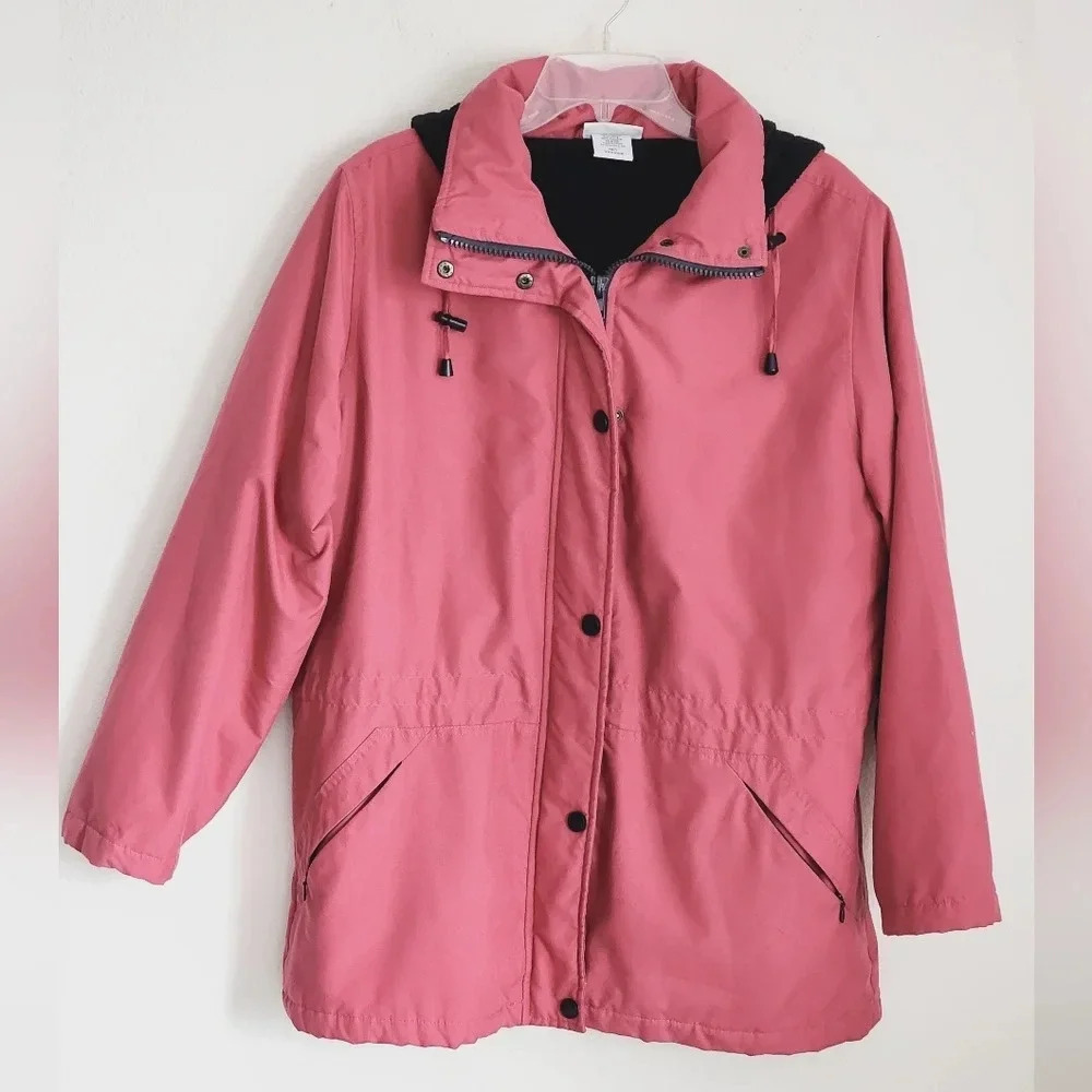 Blair Women's Mauve/Pink Jacket Hood Cinch Waist Pockets Zip/Snap Close Euc Sz M — image 2 of 8